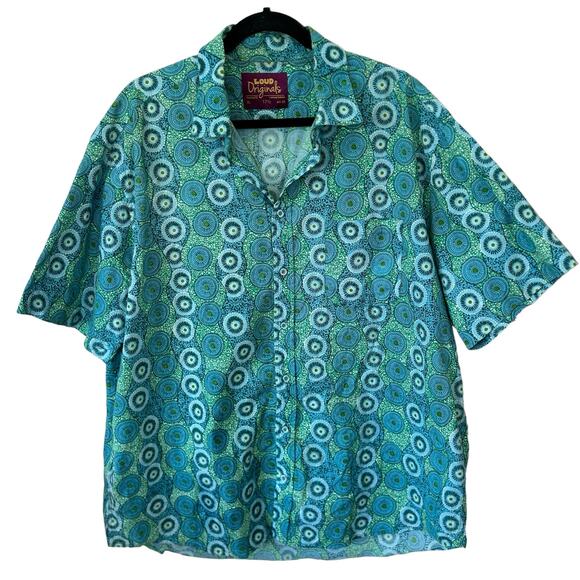 Loud Originals Other - Loud Originals Shirt Men's Button Down Blue Green 100% Cotton Size XL 17 1/2"